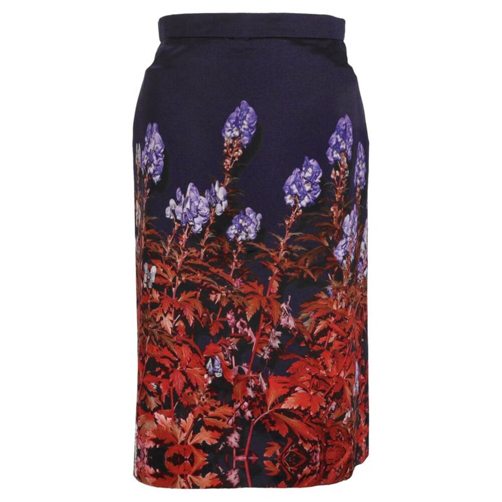 Dries van Noten Floral Print Midi Skirt in Black Viscose